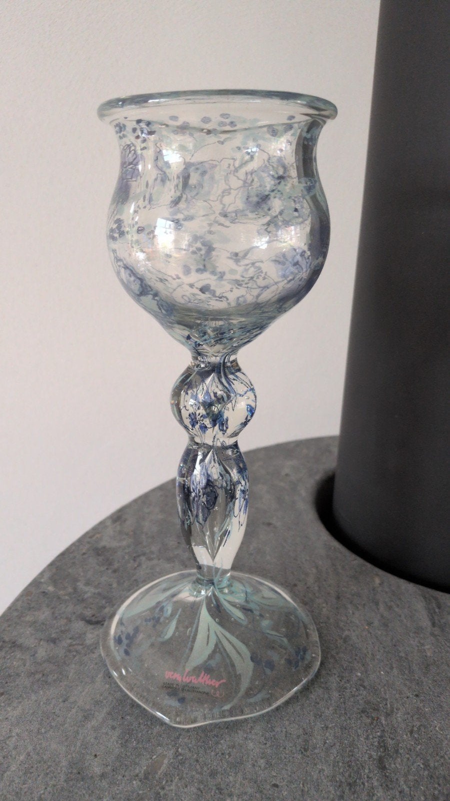 Vera Walther Glas met vlinders en bloemen, gesigneerd, Ophalen of Verzenden