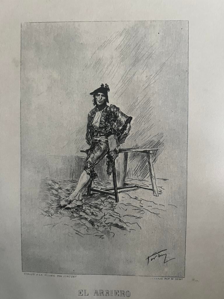 Antieke Ingelijste Gravure / Prent / Ets Stierenvechter., Antiek en Kunst, Kunst | Etsen en Gravures, Gravure, Portret, 1800 - 1899