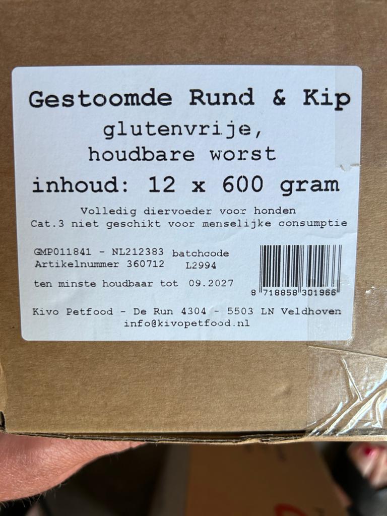 Kivo gestoomd hondenvoer rund en rund/kip 21 stuks, Ophalen of Verzenden, Hond