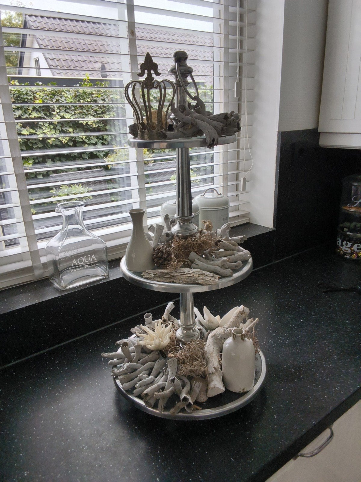 Decoratieve etagère met natuurlijke materialen riviera maiso, Huis en Inrichting, Ophalen, Metaal, Zilver, Landelijk