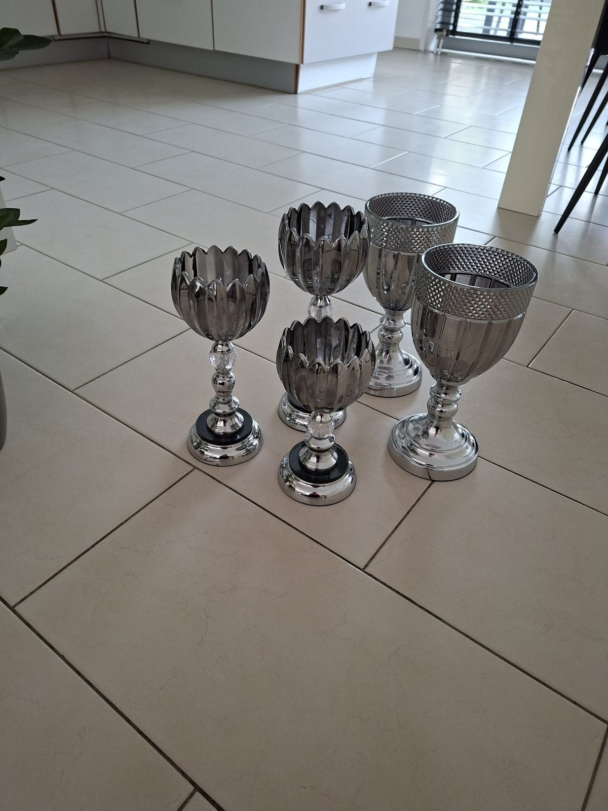 Mooie set zilverkleurige decoratieve kelken / bokalen, Ophalen of Verzenden, Zo goed als nieuw, Overige typen