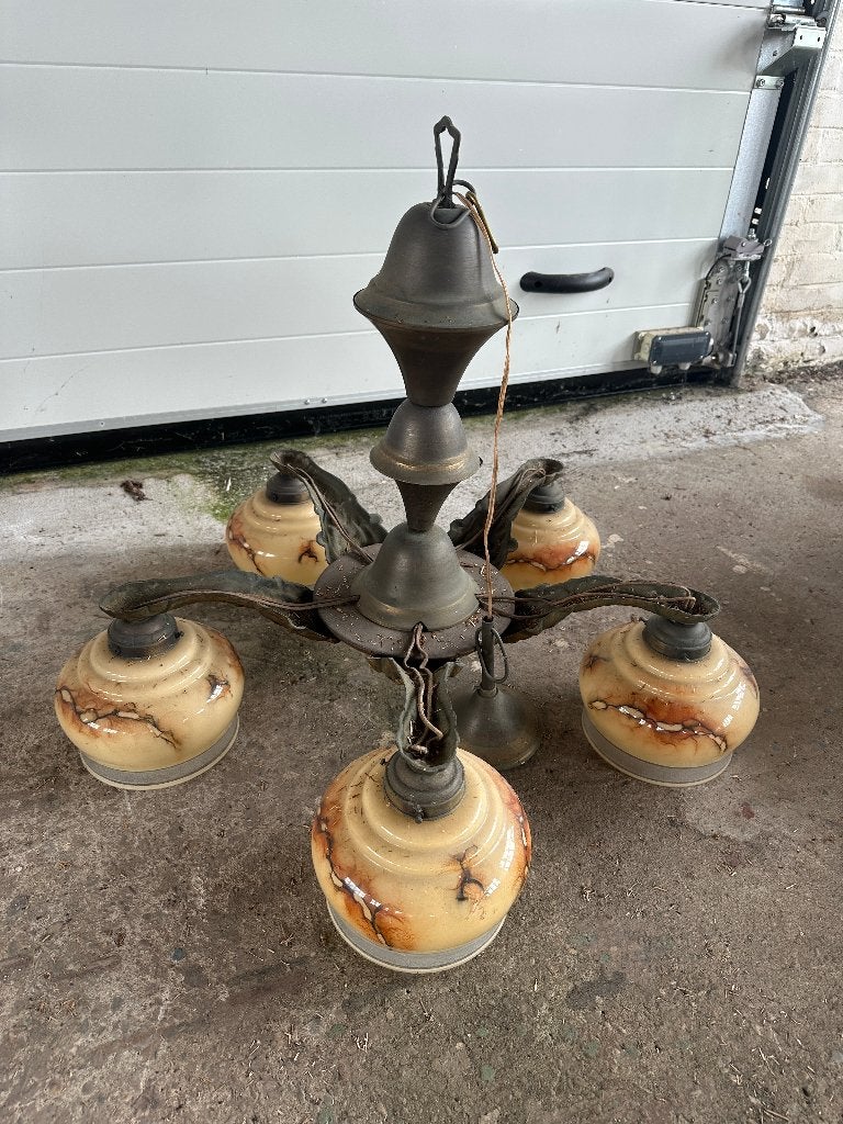 Antieke bronzen hanglamp, Ophalen