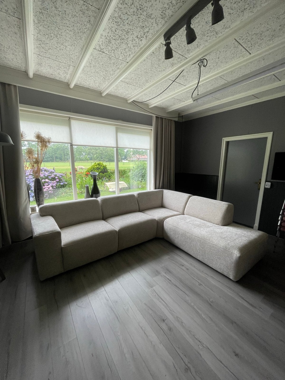 Beige Hoekbank - Nieuw, Huis en Inrichting, Banken | Bankstellen, Ophalen, 100 tot 125 cm, Hoekbank, Stof