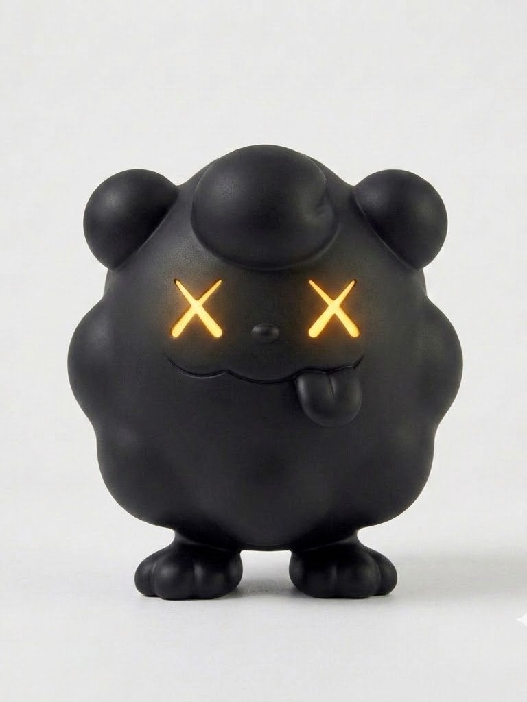 KAWS x Swirlix Figuur - Zwart met gloeiende ogen, C, Nieuw, Ophalen of Verzenden, D