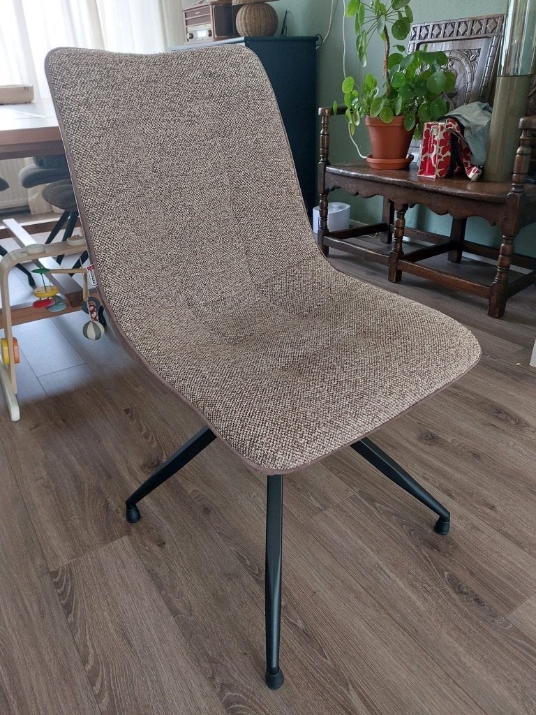keukenstoelen movani taupe velvet, Huis en Inrichting, Ophalen, Bruin, Zo goed als nieuw, Vier