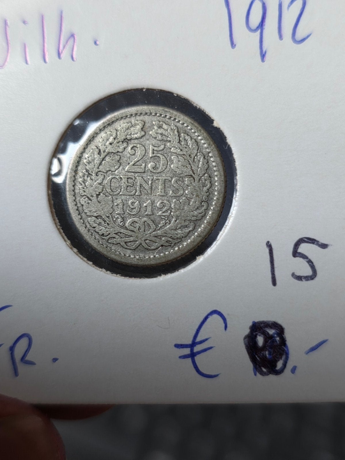 25 cent 1912 Nederland, Postzegels en Munten, Munten | Nederland, Zilver, 25 cent, Ophalen of Verzenden, Koningin Wilhelmina
