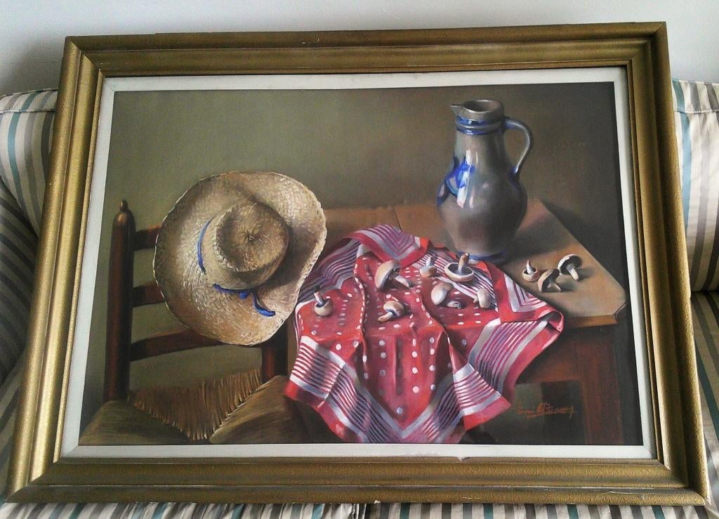Boeren interieur in de Ardennen ca.1925 - ges. Emille Bauvey, Ophalen