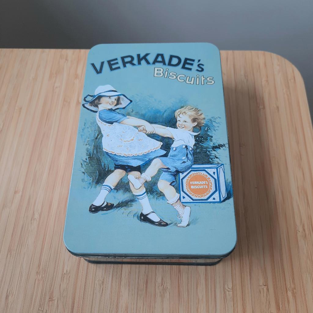 Vintage Verkade blik, Ophalen of Verzenden, Gebruikt, Koek(jes), Verkade