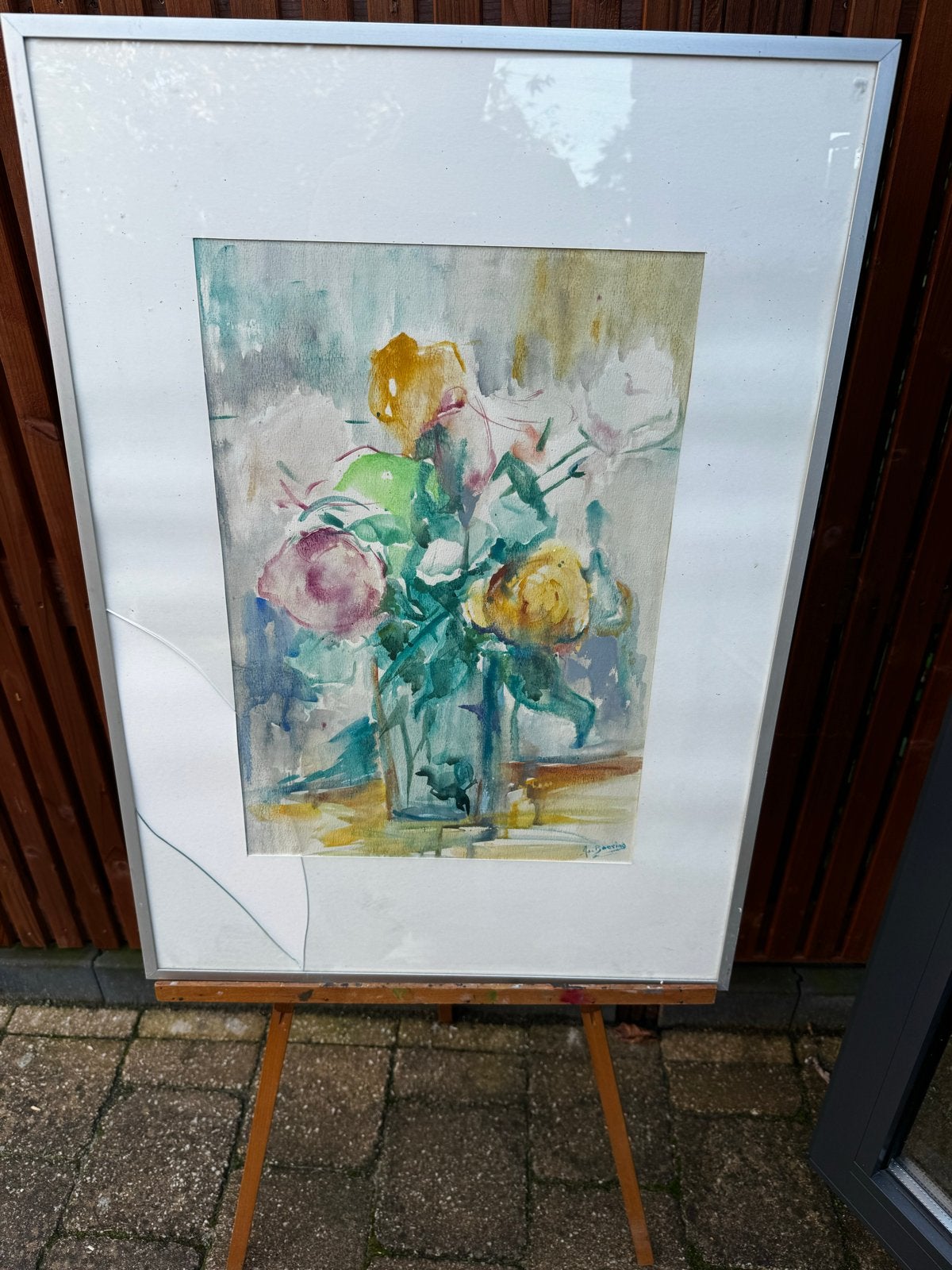 Bloemen aquarel van J. Baering, gesigneerd, Ophalen, Aquarel, Papier/karton, Gesigneerd