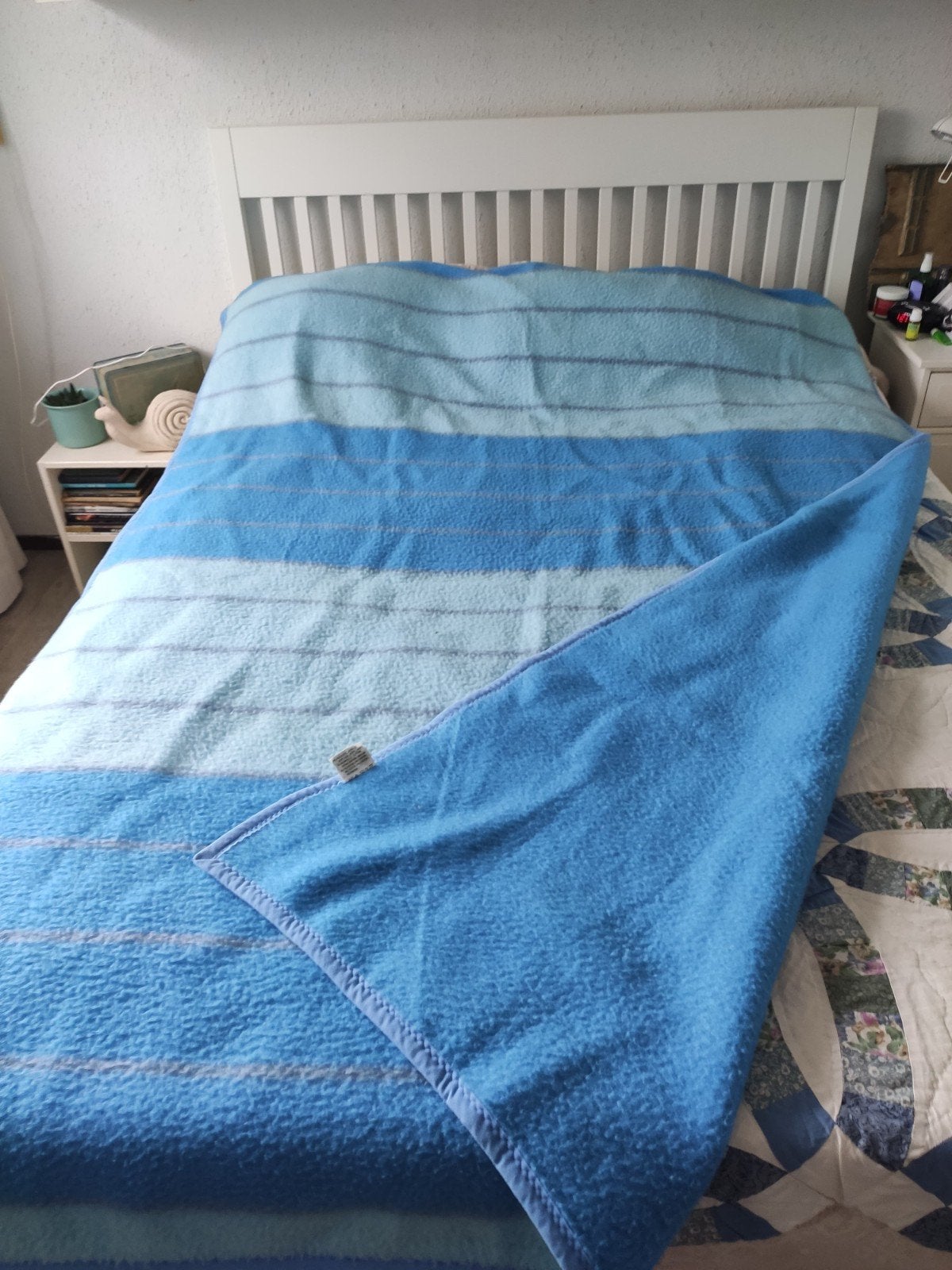 2x dekens blauw dralons, Gebruikt, Eenpersoons, Blauw, Ophalen of Verzenden