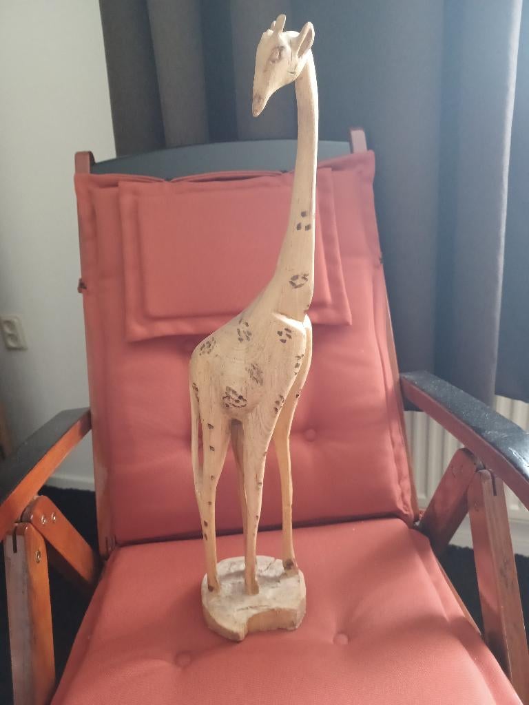 houten giraf, Antiek en Kunst, Kunst | Beelden en Houtsnijwerken, Houtsnijwerk, Zoogdier, Hout, Afrika