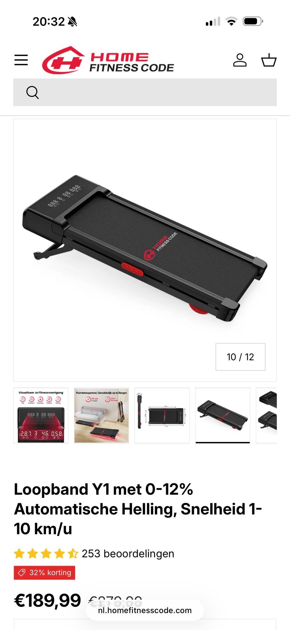 Loopband Y1 met Automatische Helling en Snelheid, Sport en Fitness, Fitnessapparatuur, Ophalen, Nieuw, Metaal, Loopband