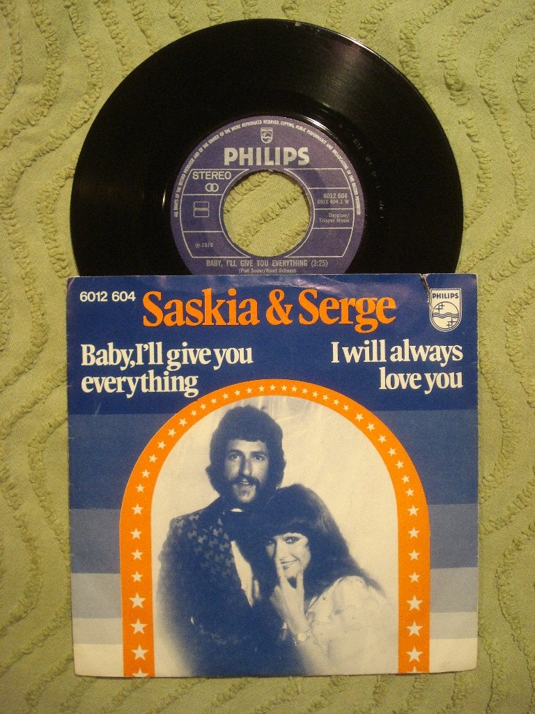 Saskia & Serge 7" Single: ‘Baby, I’ll give you everything’, Ophalen of Verzenden, Zo goed als nieuw, 7 inch, Country en Western