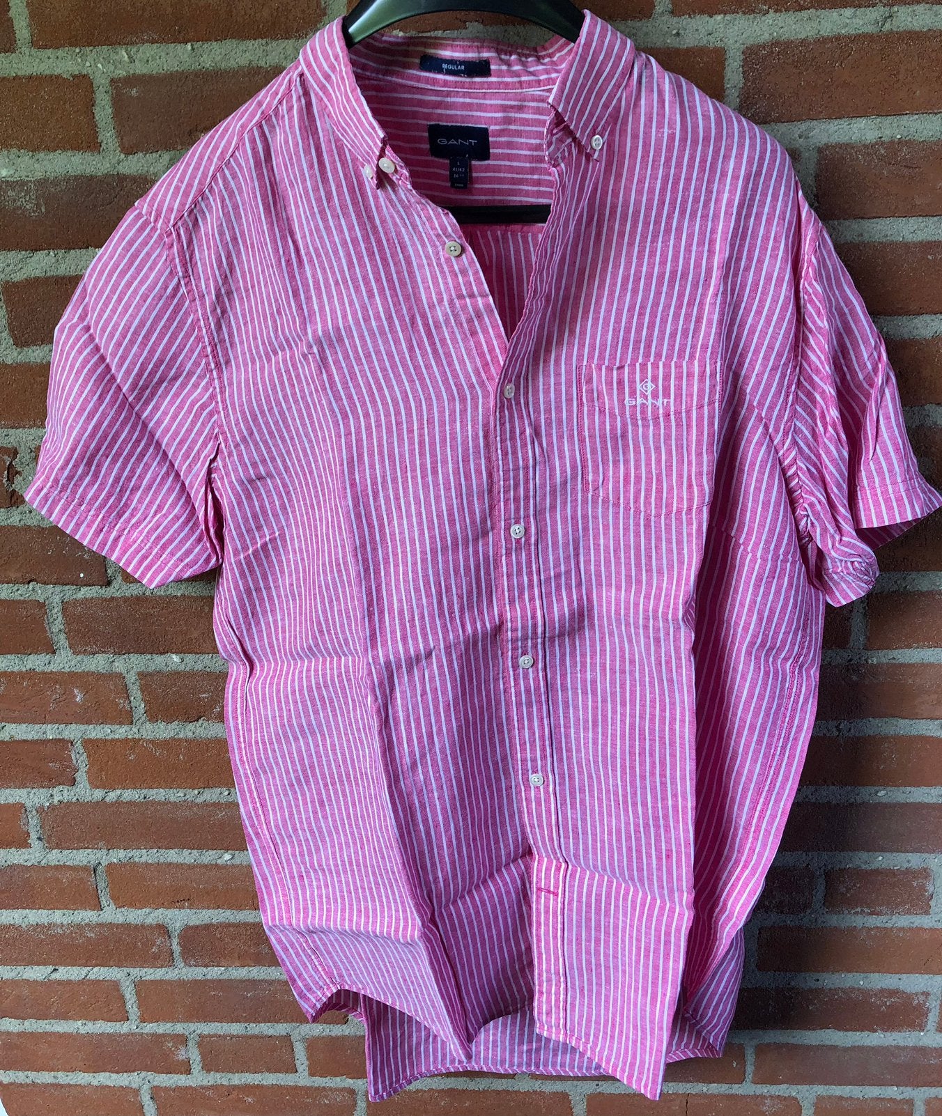 Nieuw GANT Heren Roze overhemd Mt L, Hals 41/42., Ophalen of Verzenden, Zo goed als nieuw, Roze, Halswijdte 41/42 (L)