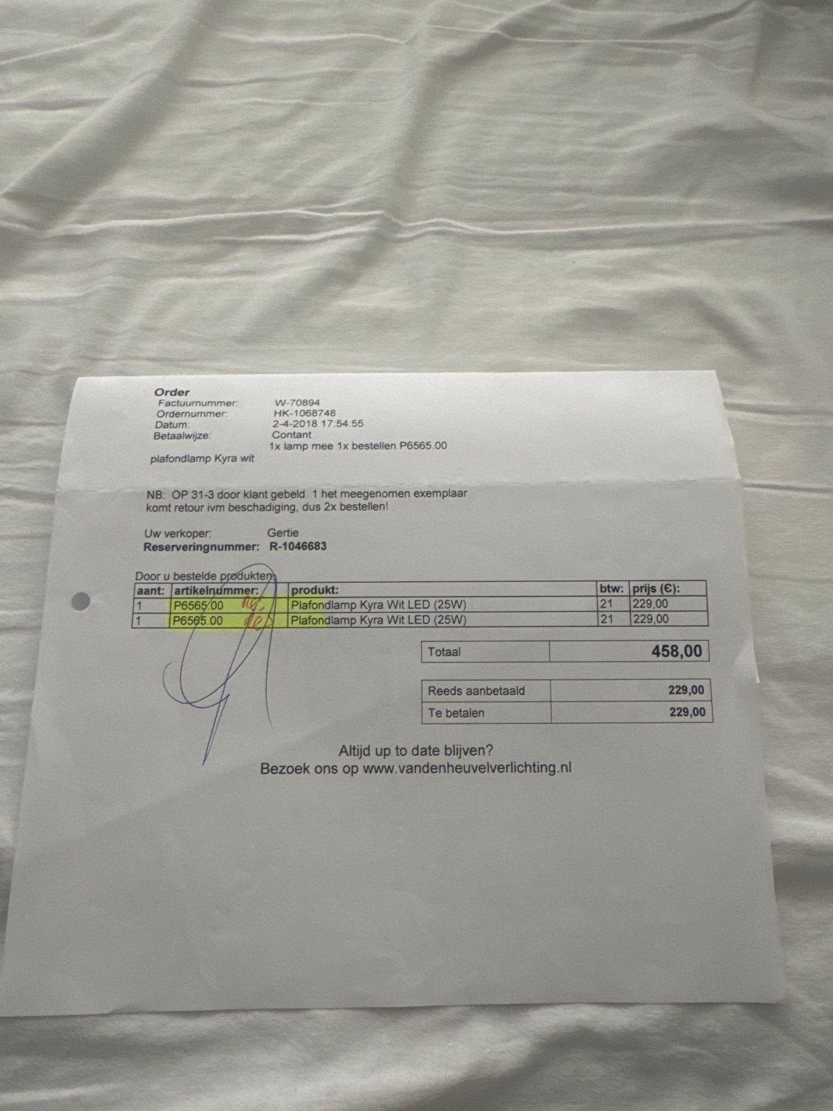 Plafondlamp Kyra Wit LED (25W) 2 stuks, Ophalen of Verzenden, Zo goed als nieuw, Metaal, Overige fittingen