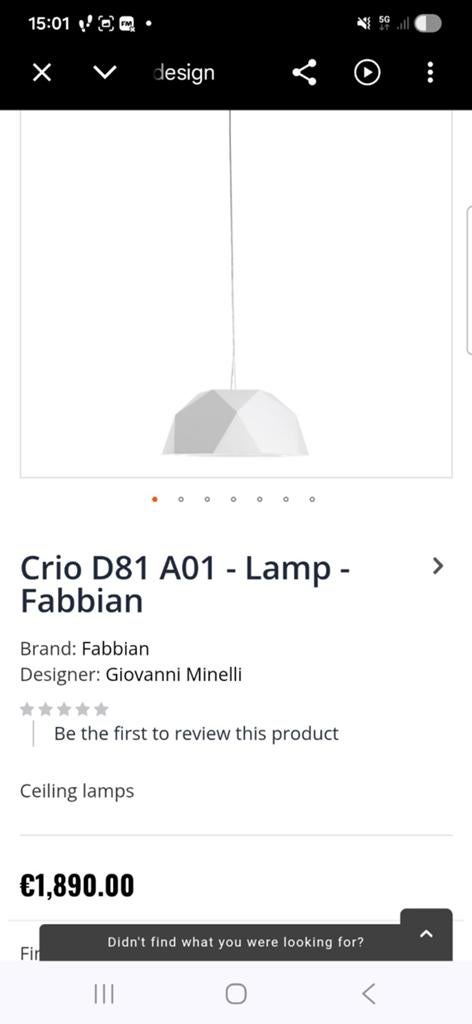 Fabbian Crio Hanglamp moet weg, Ophalen, Zo goed als nieuw, Minder dan 50 cm
