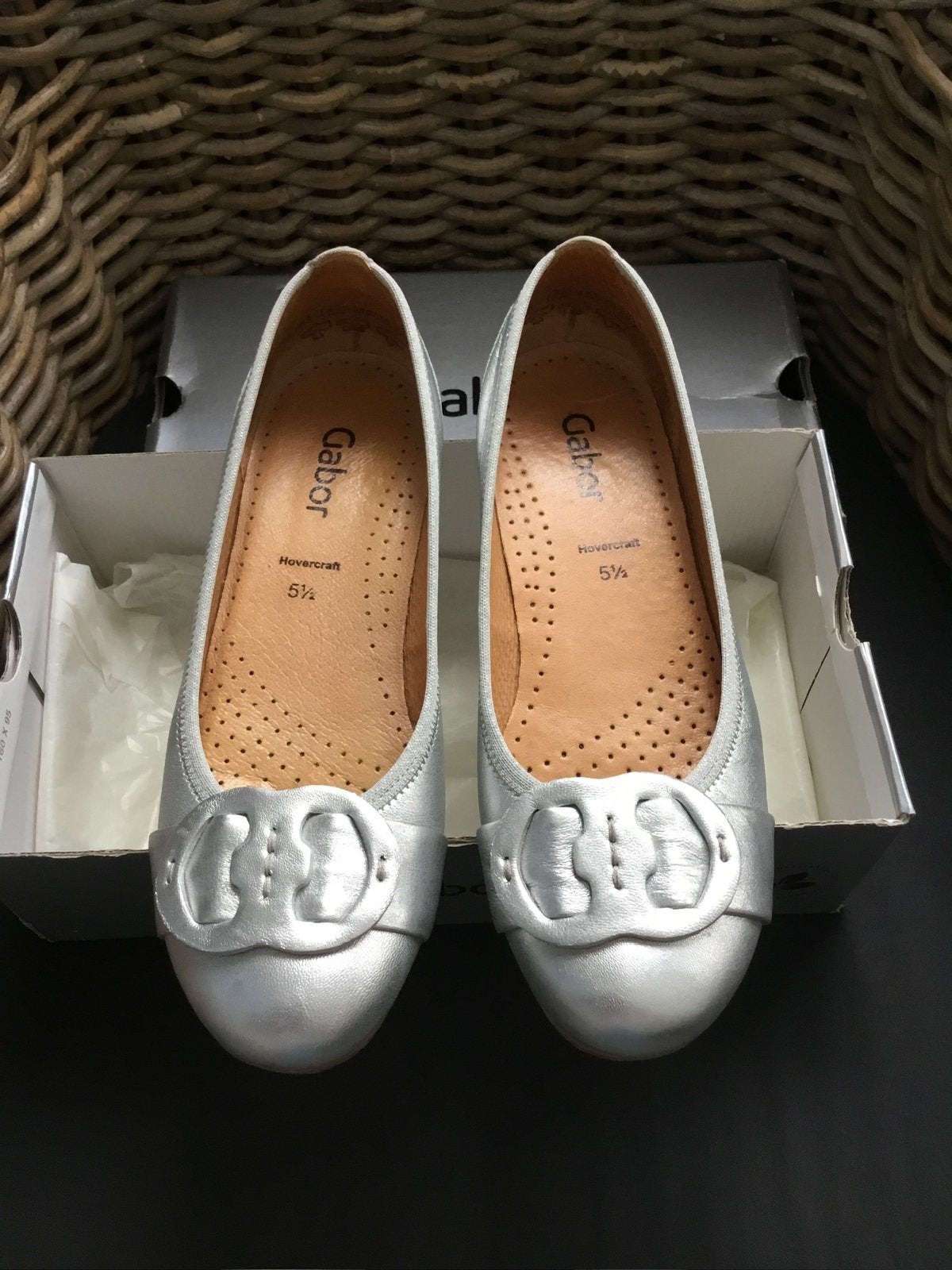 Te koop ballerina’s Zilver maat 38/5 Merk Gabor., Ophalen, Nieuw, Overige kleuren, Ballerina's