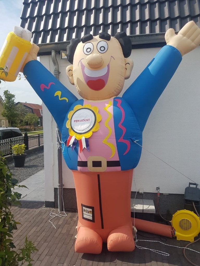 Opblaaspop pensioen pop man 2,8 meter hoog, Ophalen, Zo goed als nieuw, Overige
