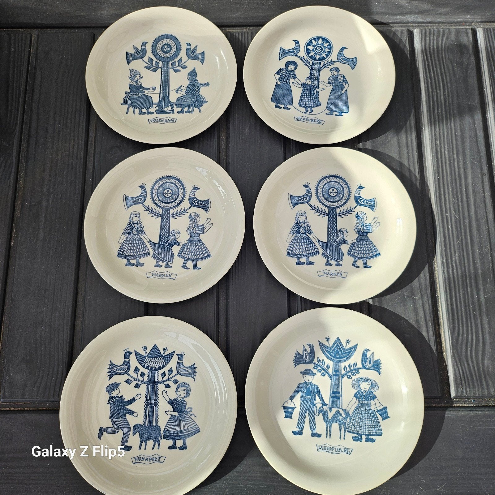 6 Vintage Hollandse Delfts Blauw Wandborden - Diverse Steden, Ophalen of Verzenden