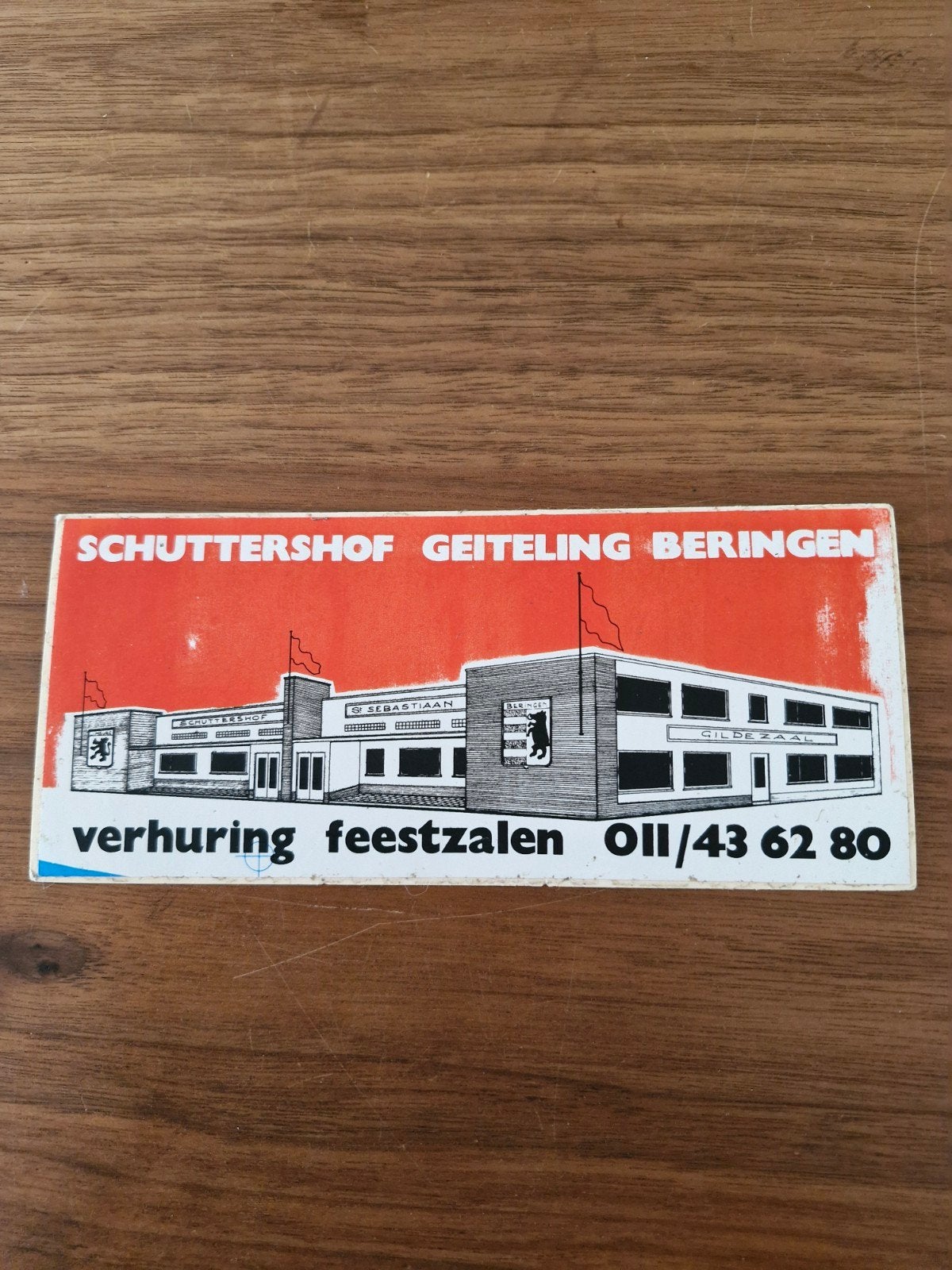 10315 Sticker Schuttershof Geiteling Beringen Feestzalen, Verzamelen, Ophalen of Verzenden, Gebruikt, Bedrijf of Vereniging
