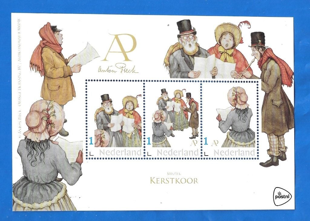 Anton Pieck – Kerstkoor (postzegelvel), Postzegels en Munten, Verzenden, Na 1940, Postfris