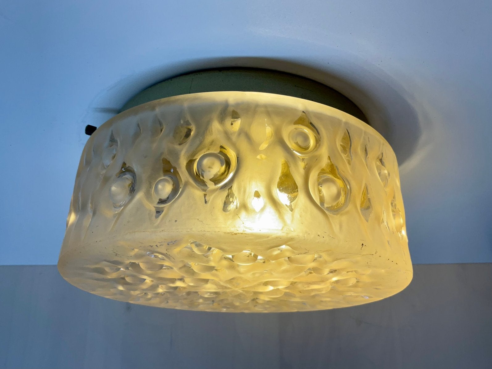 Plafonnière doorsnee 21 cm en hoogte 10 cm, Ophalen of Verzenden, Gebruikt, Glas