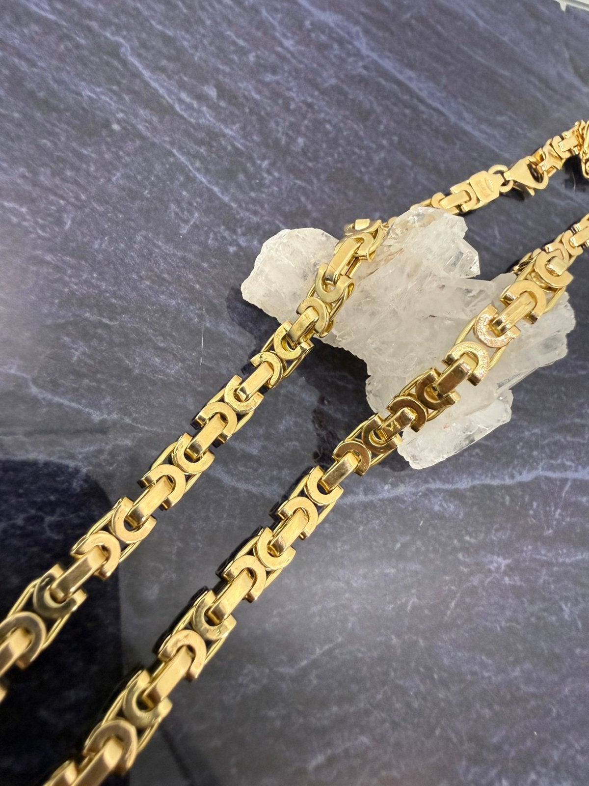 14k gouden half massieve platte koningsketting 70 cm 4.3 mm, Ophalen of Verzenden, Nieuw, Goud