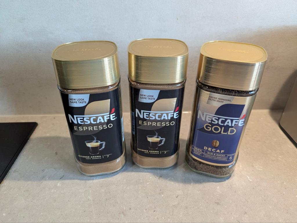 3x Nescafé oploskoffie potten - Espresso & Gold Decaf, Ophalen of Verzenden