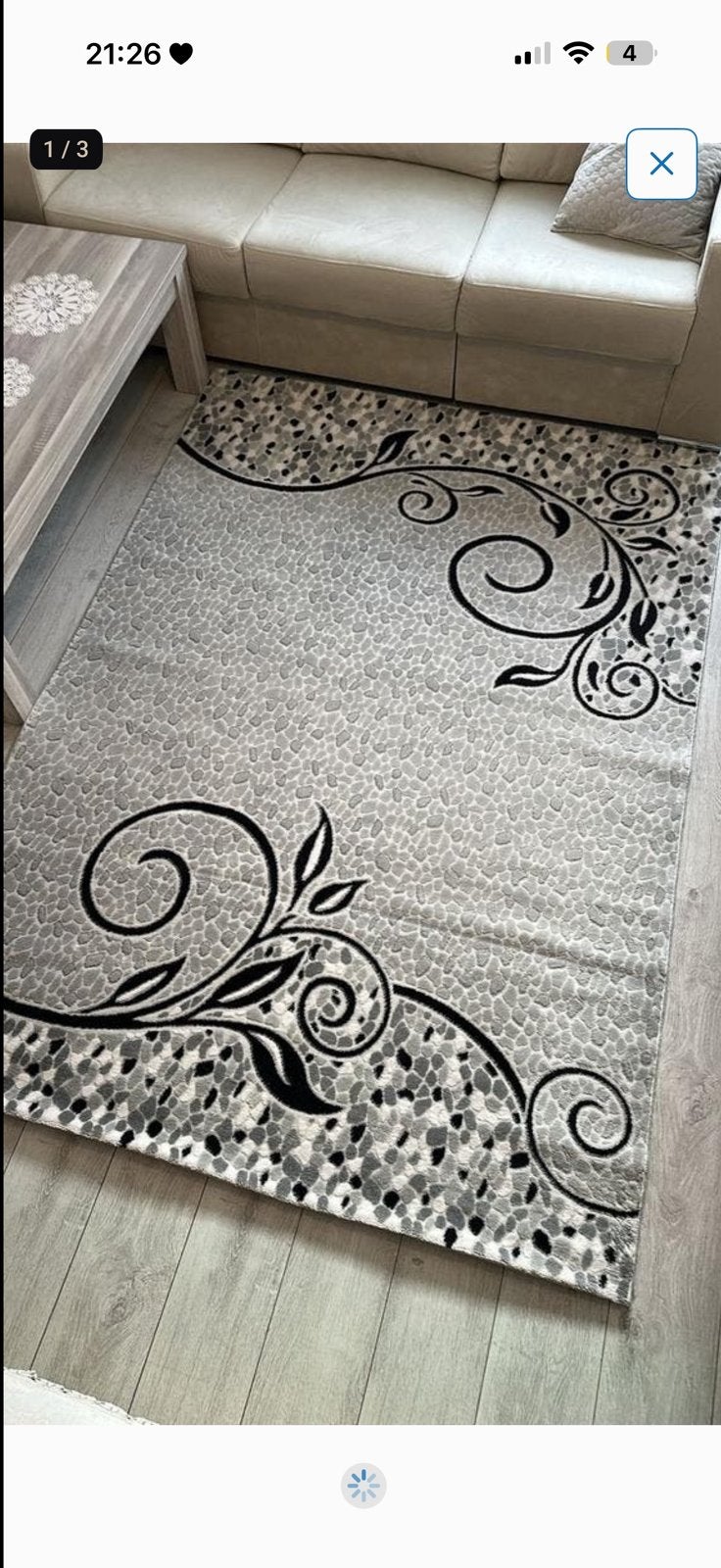 vloerkledenset/tapijt/carpet– 2 stuks grijs/zwart, Ophalen, 50 tot 100 cm, Zo goed als nieuw, Grijs