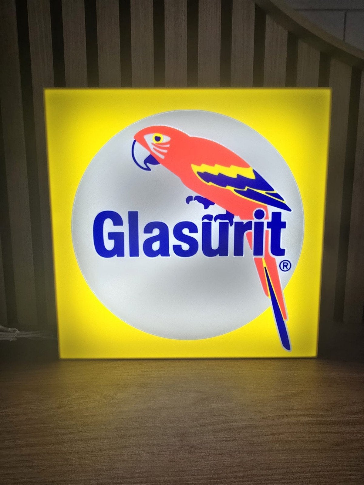 Glasurit Lichtbak - Reclamebord Papegaai, Verzamelen, Merken en Reclamevoorwerpen, Ophalen of Verzenden, Lichtbak of (neon) lamp