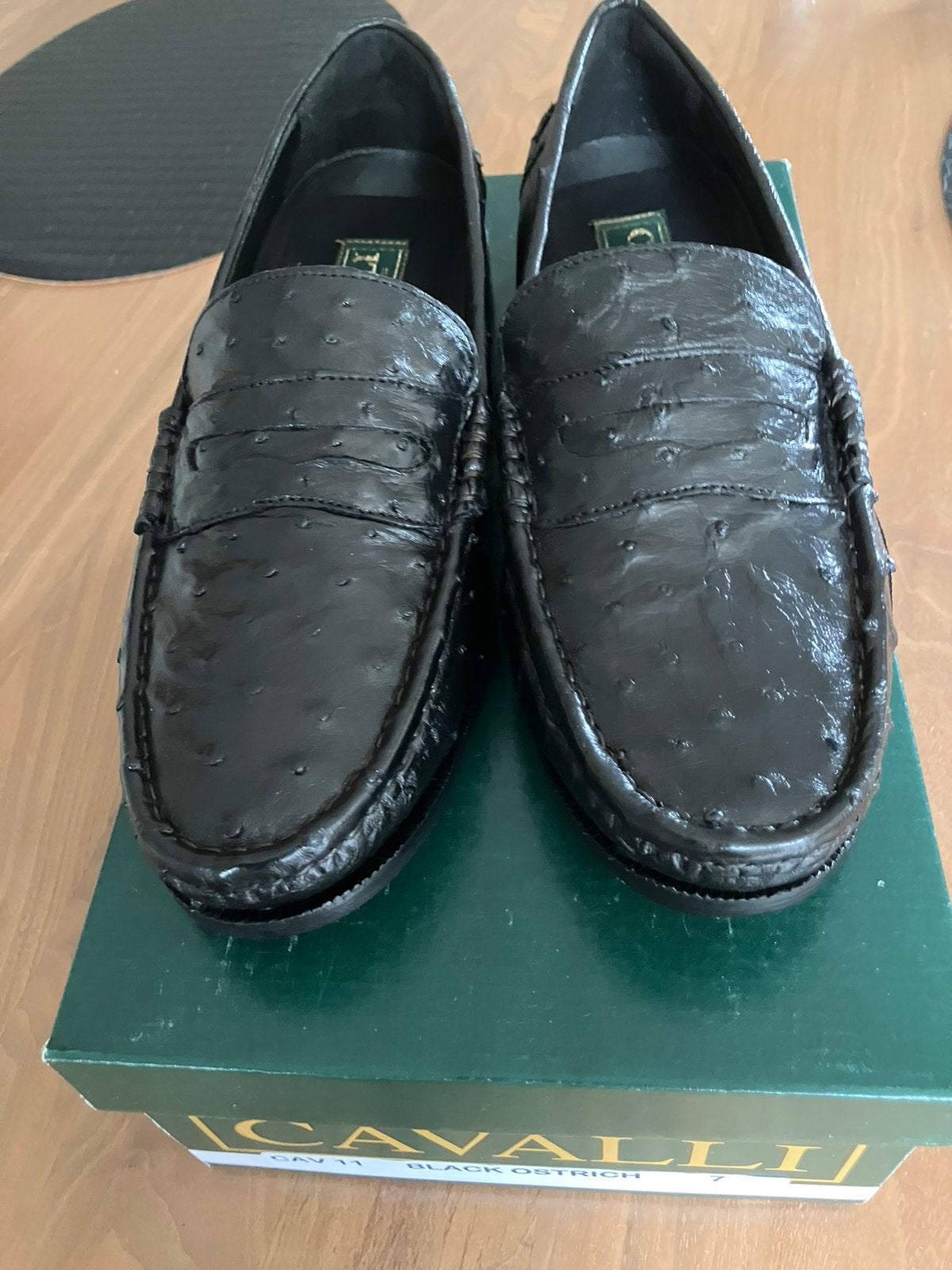 Nieuw! Cavalli heren schoenen mt41 7 zwart leder struisvogel, Loafers, Zwart, Nieuw, Ophalen of Verzenden