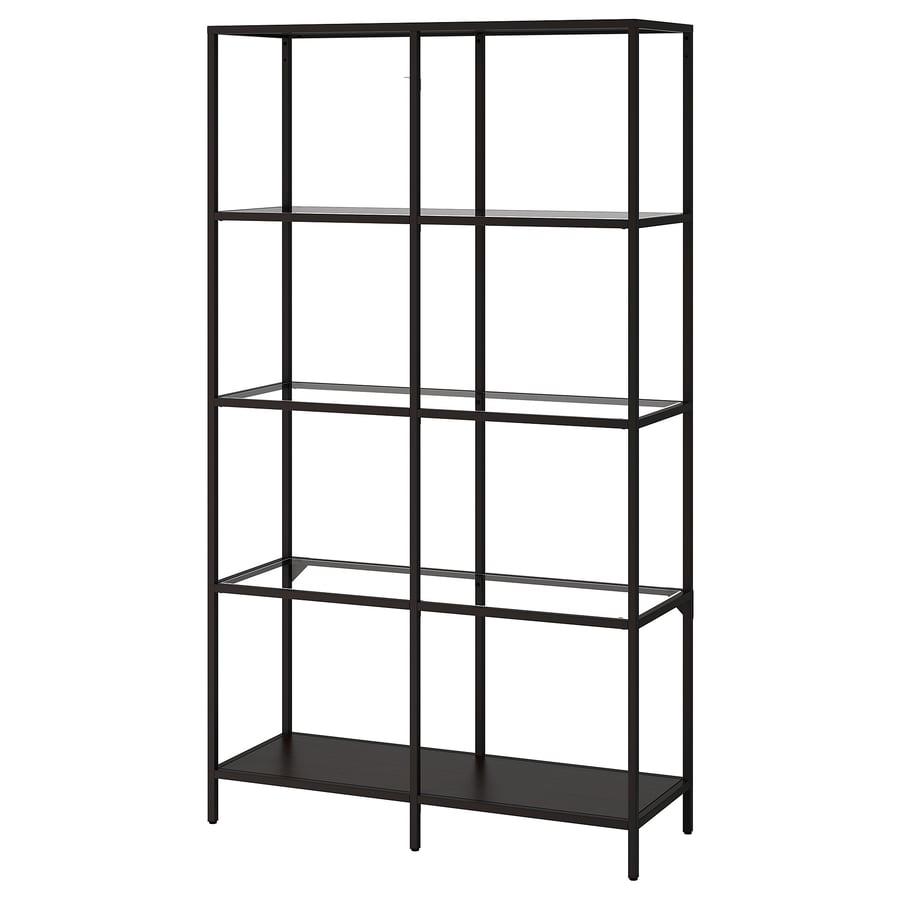 IKEA VITTSJÖ Shelving unit, black frame/glass, super clean, Huis en Inrichting, Kasten | Stellingkasten, Ophalen, Zo goed als nieuw