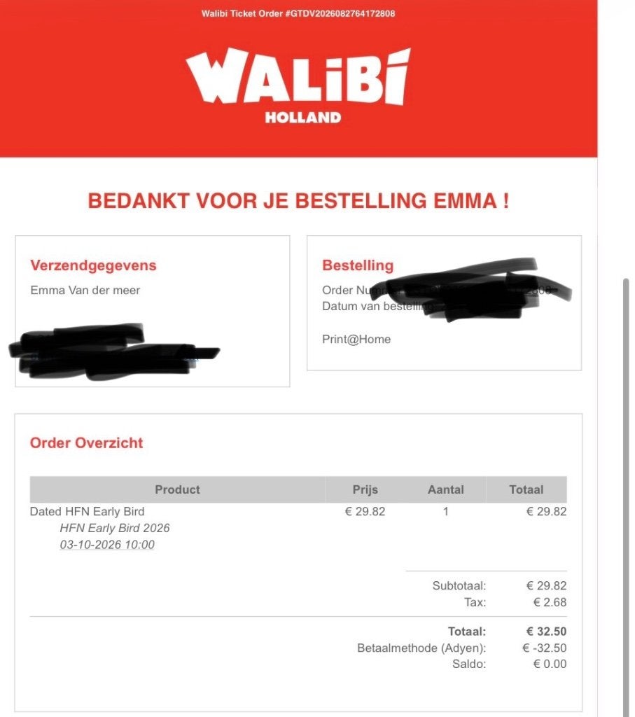 Walibi fright night ticket 3 oktober, Eén persoon, Ticket of Toegangskaart