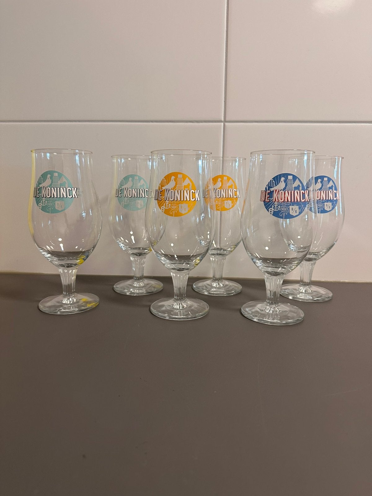 6x De Koninck Antwerpen speciaalbierglazen ‘Trophy’ 33cl, Ophalen of Verzenden, Zo goed als nieuw, Bierglas
