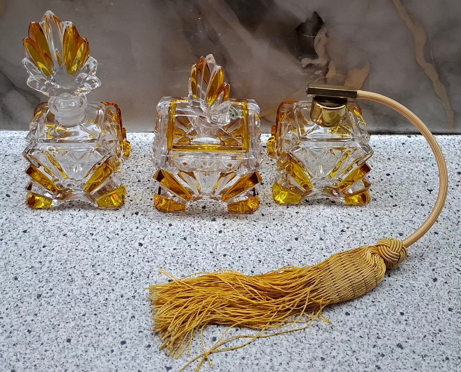 Vintage Buder Kristal Lood Parfum Set - 3 Stuks, Ophalen of Verzenden
