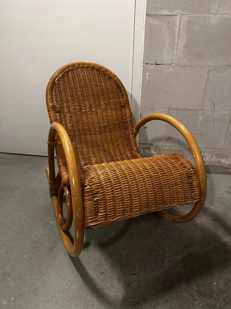 Vintage rotan schommelstoel voor kinderen, Verzenden