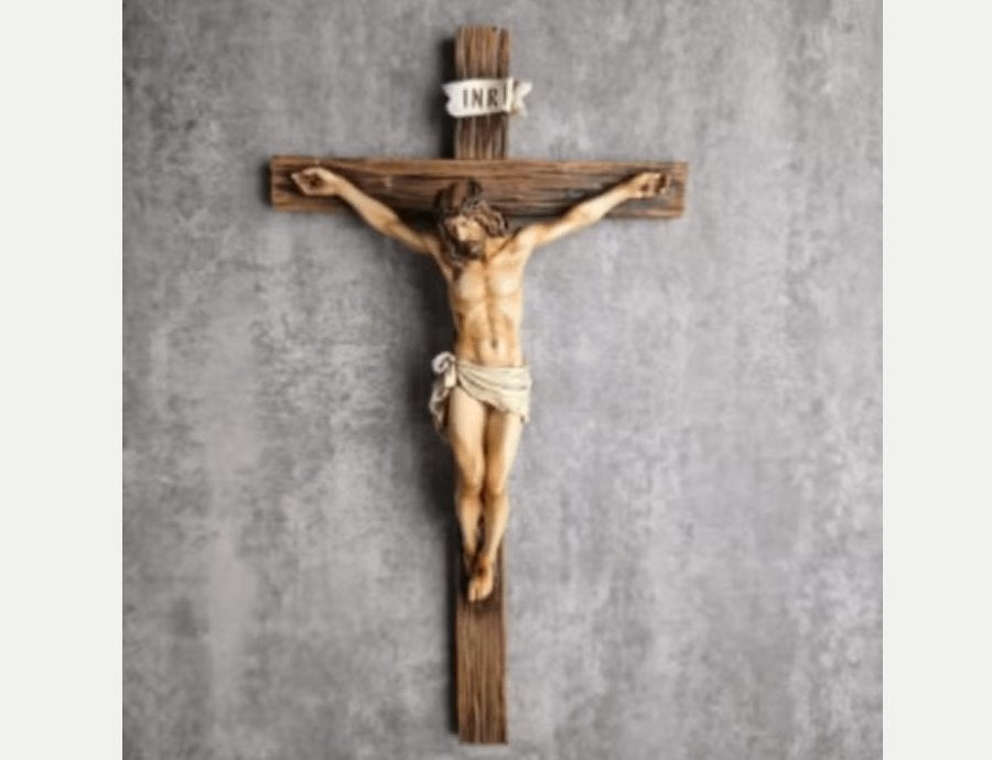 Prachtig kruis beeldje met Jezus voor aan de muur (24.5cm), Ophalen of Verzenden