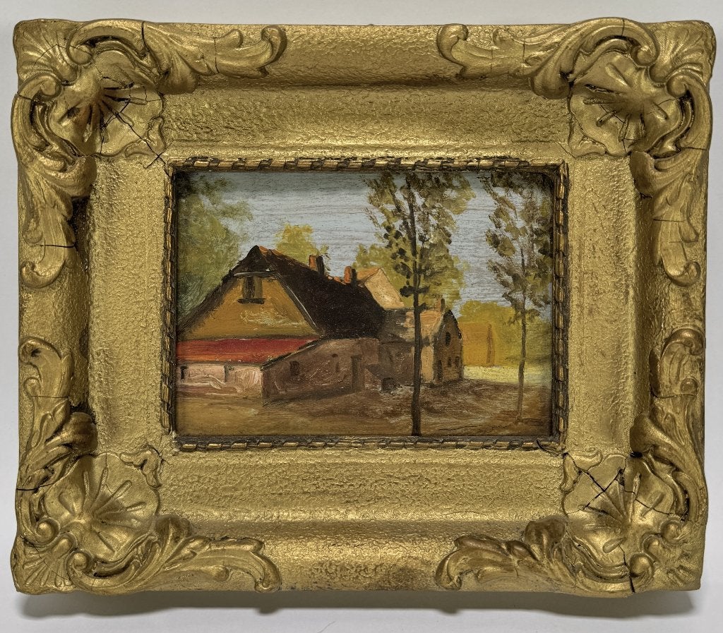 262. Olieverfschilderij – dorpsgezicht, 20e eeuw, Ophalen