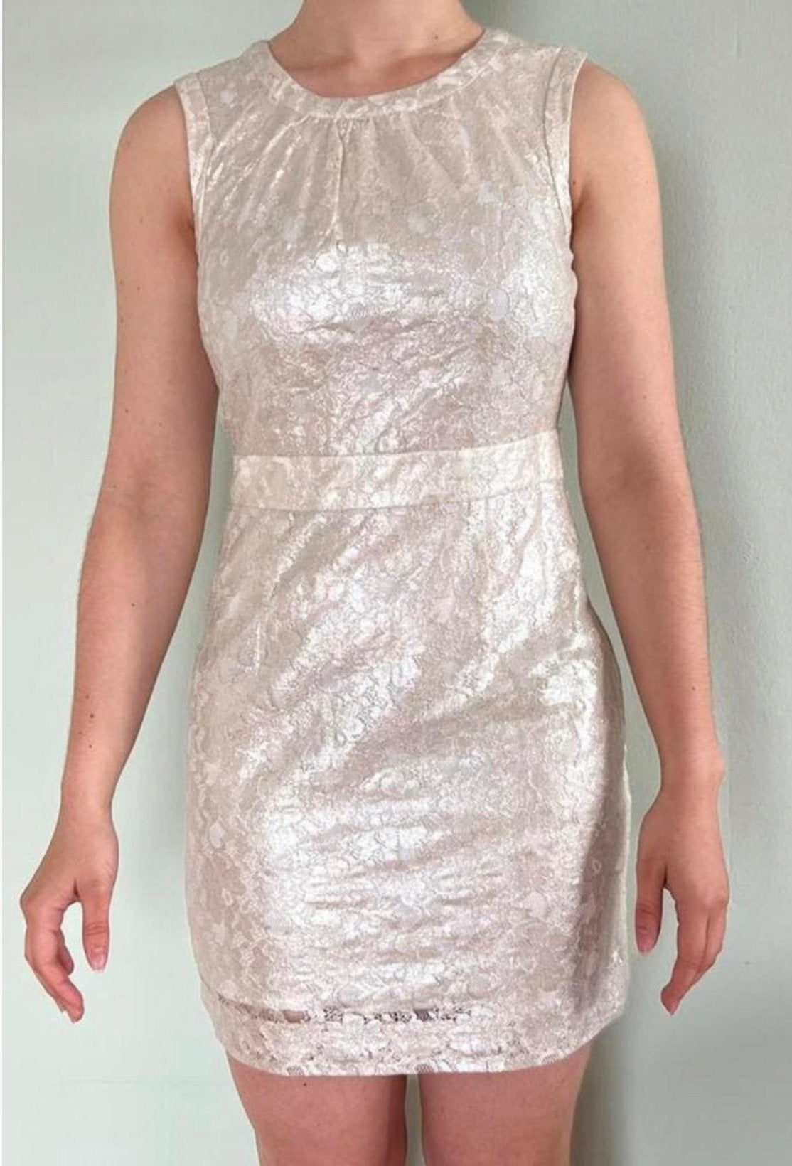 H&M Gouden/Beige Kanten Jurk Maat 34 (XS), Ophalen of Verzenden, Zo goed als nieuw, Maat 34 (XS) of kleiner, Boven de knie
