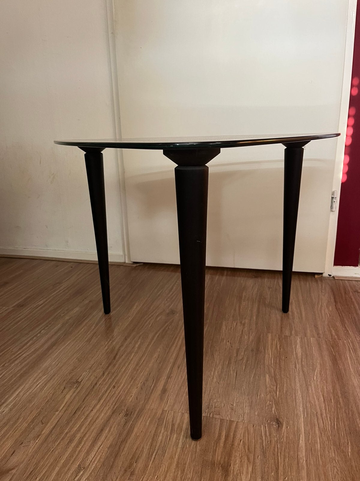 Retro salontafel, zwart glas, driehoek, jaren 80, Ophalen, Minder dan 55 cm, Rechthoekig, Glas