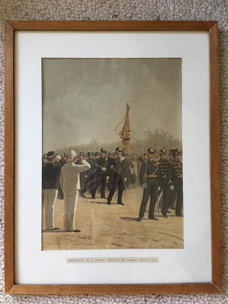 Plaat Ingelijst - JP de Veer - KNIL Infanterie Indie 1896, Ophalen of Verzenden, Landmacht, Nederland, Foto of Poster