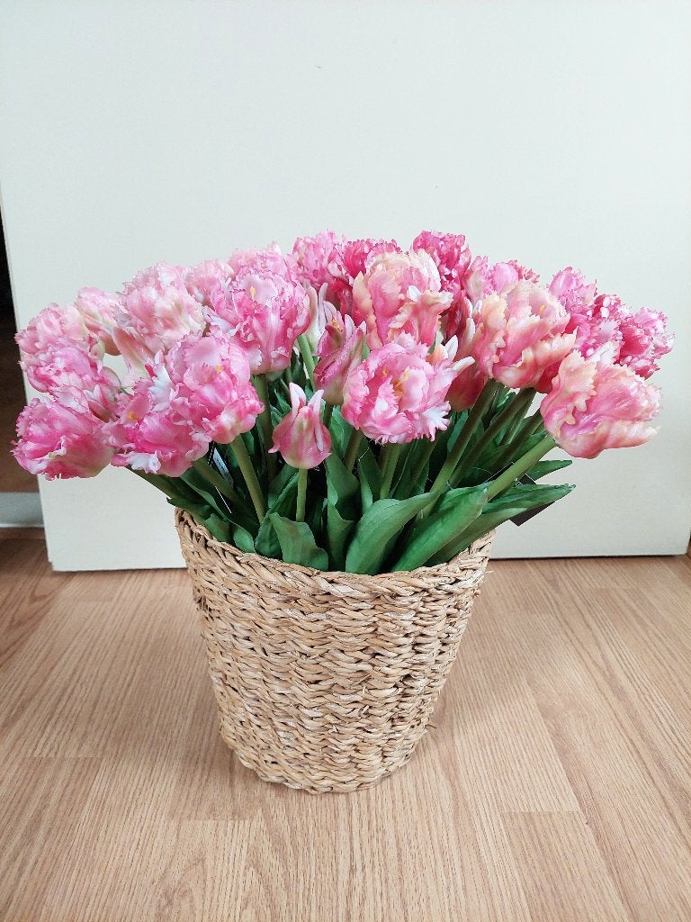 Siliconen Real Touch Tulpen - Kunsttulpen / Franse tulpen, Ophalen, 40 cm, Roze, Kunstbloem