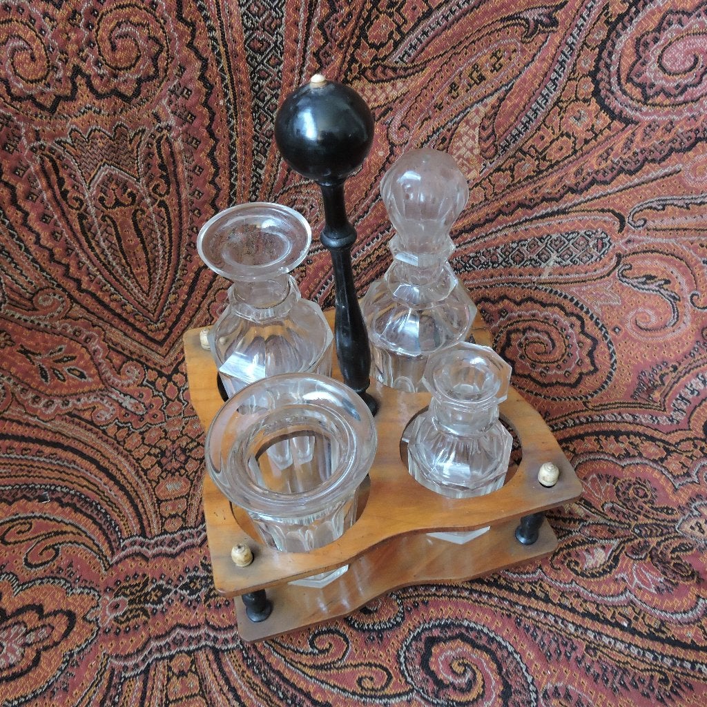 Antiek glazen set standaard strooier karaf lepelvaasje, Antiek en Kunst, Ophalen of Verzenden