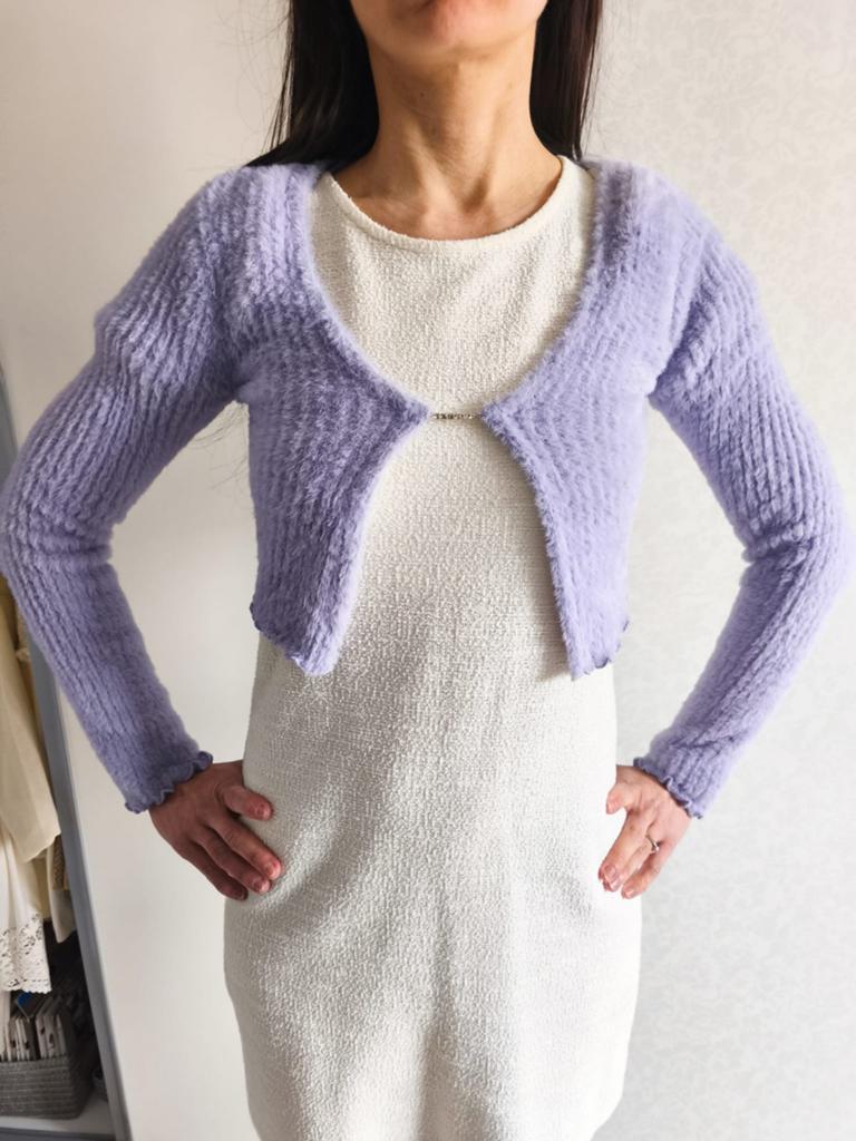 Fishbone pluizige zacht lavendel paars gebreide bolero XS/34, Verzenden, Paars, Nieuw, Fishbbone