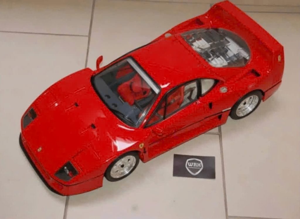 1:8 POCHER Ferrari F40 rosso corsa + vitrinekap UNIEK WRH, Ophalen, Zo goed als nieuw, 1:5 t/m 1:8, Auto