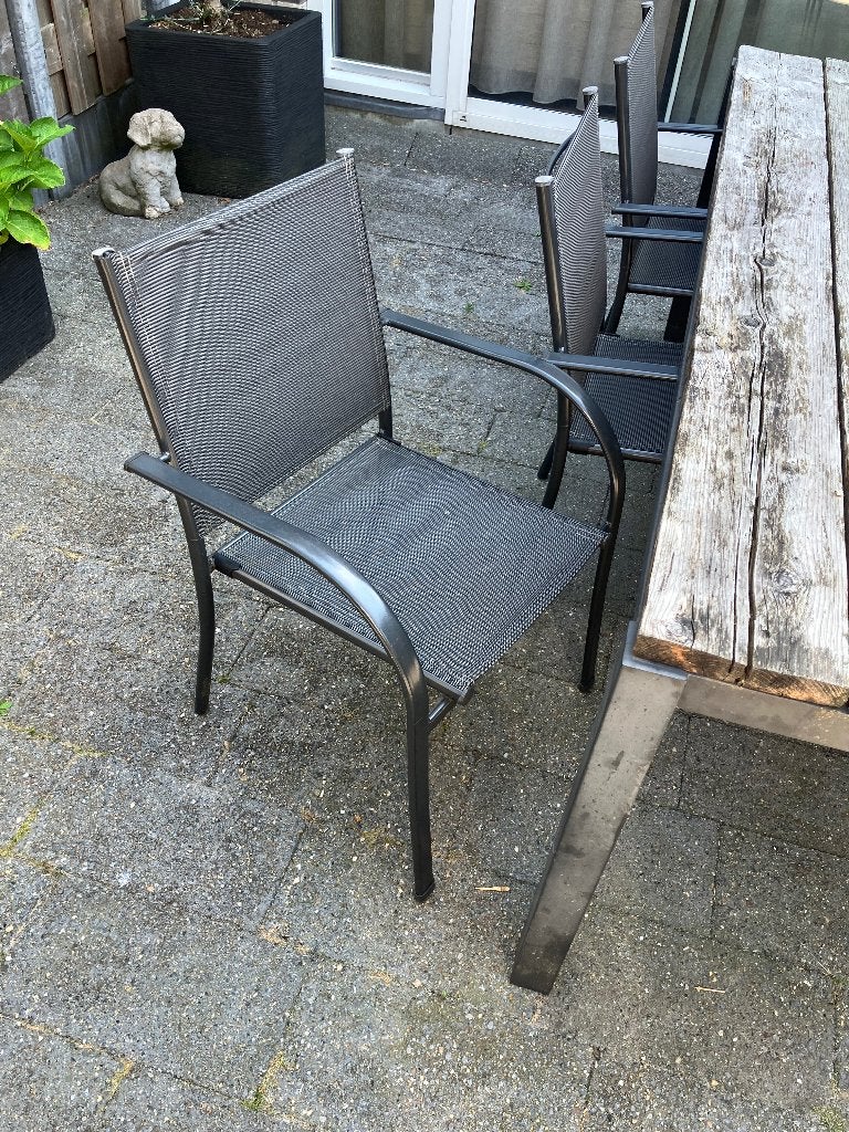 Tuintalen met stoelen, Ophalen, Gebruikt, Rechthoekig, Hout