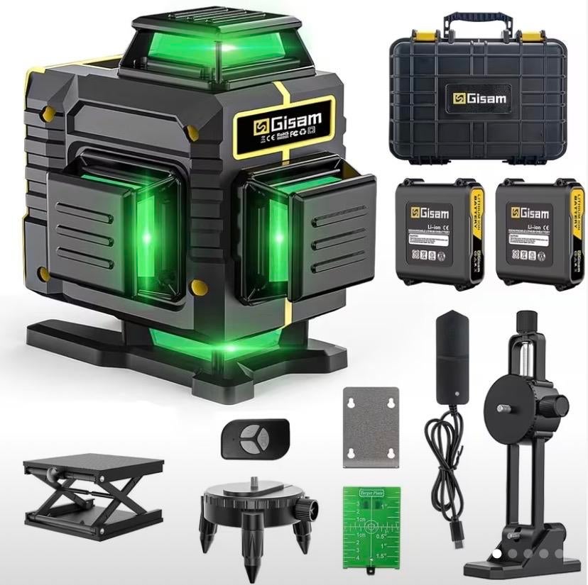 Gisam Laser Level 360 Groene Laser 4D 16 Lijnen, Doe-het-zelf en Verbouw, Meetapparatuur, Ophalen of Verzenden, Nieuw, Licht