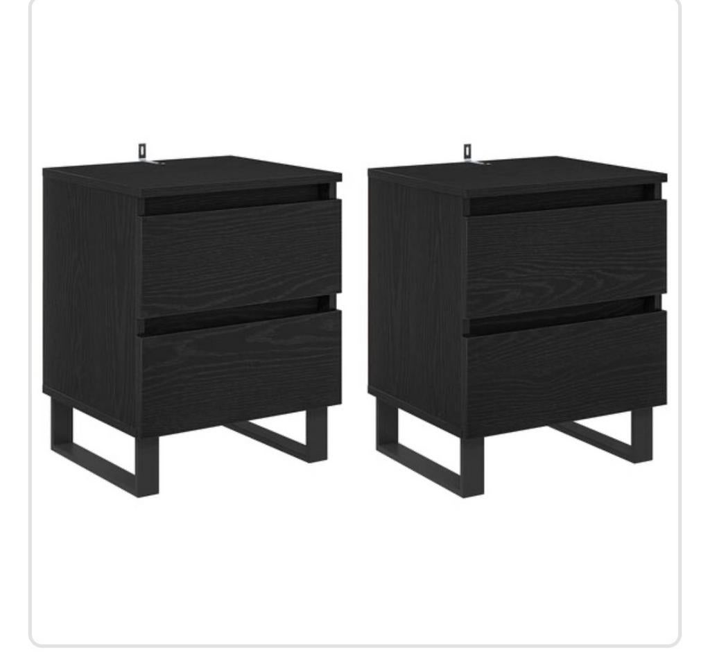 Nachtkastje met 2 lades - Zwart (set van 2), Huis en Inrichting, Ophalen, Minder dan 45 cm, Zo goed als nieuw, Minder dan 55 cm