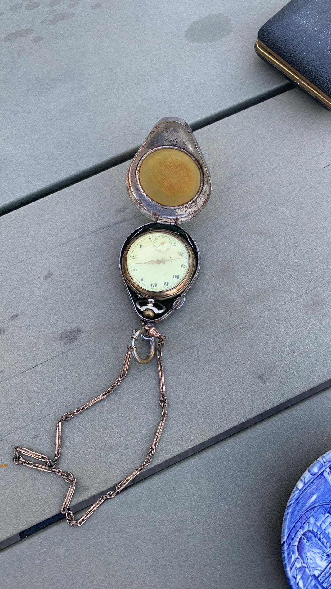 Zakhorloge antiek zilver(.800) paarden zakhorloge, Ophalen of Verzenden, Staal, Overige merken