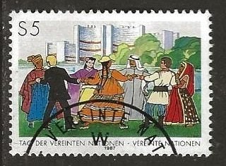 Verenigde Naties 24, dans, Verzenden, Gestempeld, Noord-Amerika